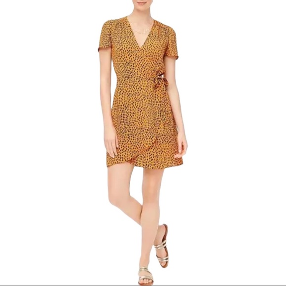 J. Crew Factory Dresses & Skirts - J. Crew Factory Drapey Amber Navy Twill Short Sleeve Side Wrap Dress NWT